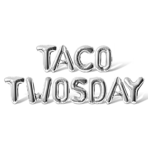 Letter Balloons - TACO TWOSDAY 16" Inch Alphabet Letters Foil Mylar Balloon 2nd Birthday Party Banner (Silver)