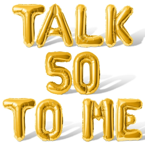 Letter Balloons - TALK 50 TO ME 16" Inch Alphabet Letters Foil Mylar Balloon 50th Birthday Party Banner (Gold)