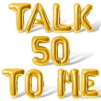 Letter Balloons - TALK 50 TO ME 16" Inch Alphabet Letters Foil Mylar Balloon 50th Birthday Party Banner (Gold)