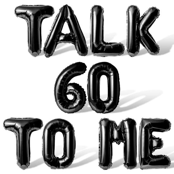 Letter Balloons - TALK 60 TO ME 16" Inch Alphabet Letters Foil Mylar Balloon 60th Birthday Party Banner (Black)