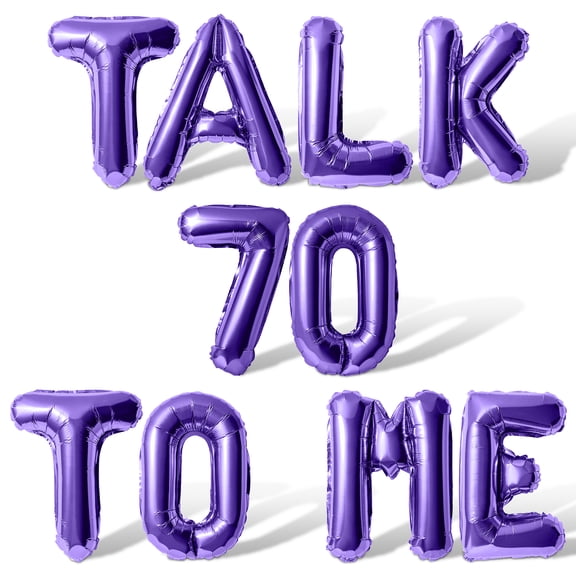 Letter Balloons - TALK 70 TO ME 16" Inch Alphabet Letters Foil Mylar Balloon 70th Birthday Party Banner (Purple)