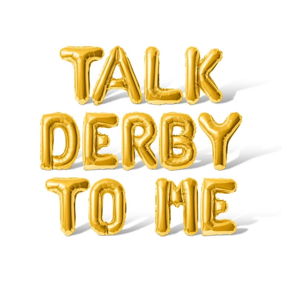 Letter Balloons - TALK DERBY TO ME 16" Inch Alphabet Letters Foil Mylar Balloon Kentucky Derby Day Party Banner (Gold)
