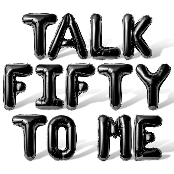 Letter Balloons - TALK FIFTY TO ME 16" Inch Alphabet Letters Foil Mylar Balloon 50th Birthday Party Banner (Black)