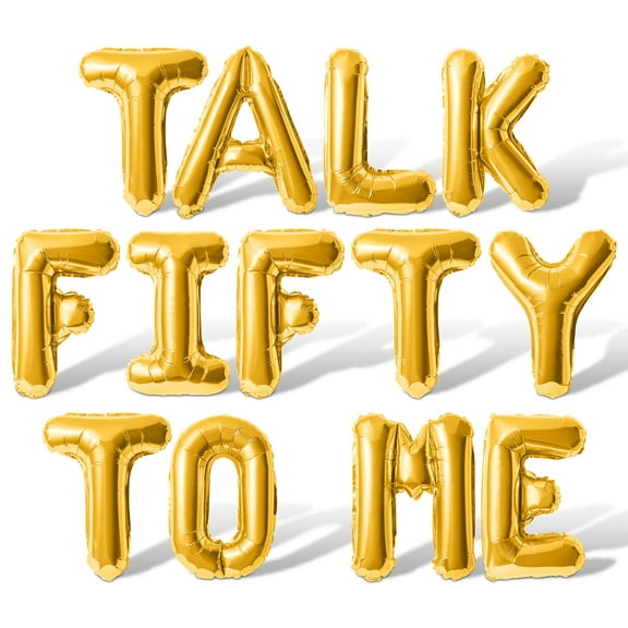Letter Balloons - TALK FIFTY TO ME 16" Inch Alphabet Letters Foil Mylar Balloon 50th Birthday Party Banner (Gold)