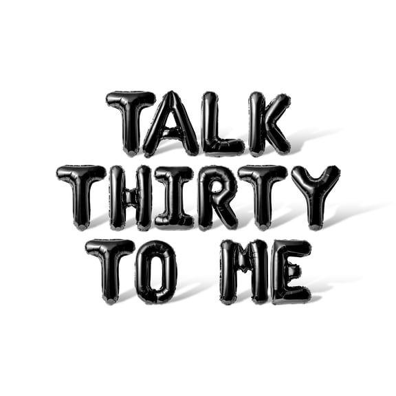 Letter Balloons - TALK THIRTY TO ME 16" Inch Alphabet Letters Foil Mylar Balloon Birthday Party Banner (Black)