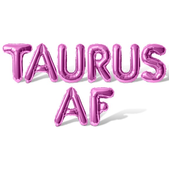Letter Balloons - TAURUS AF 16" Inch Alphabet Letters Foil Mylar Balloon Taurus Birthday Party Banner (Pink)