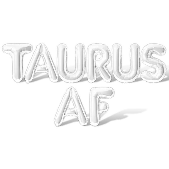 Letter Balloons - TAURUS AF 16" Inch Alphabet Letters Foil Mylar Balloon Taurus Birthday Party Banner (White)