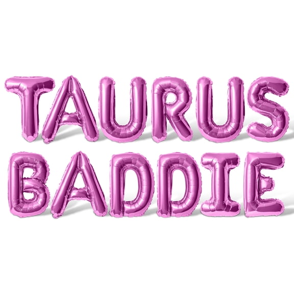 Letter Balloons - TAURUS BADDIE 16" Inch Alphabet Letters Foil Mylar Balloon Taurus Birthday Party Banner (Pink)