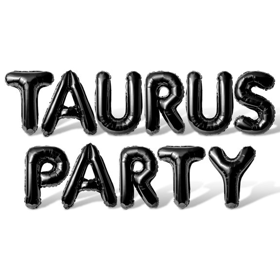 Letter Balloons - TAURUS PARTY 16" Inch Alphabet Letters Foil Mylar Balloon Taurus Birthday Party Banner (Black)