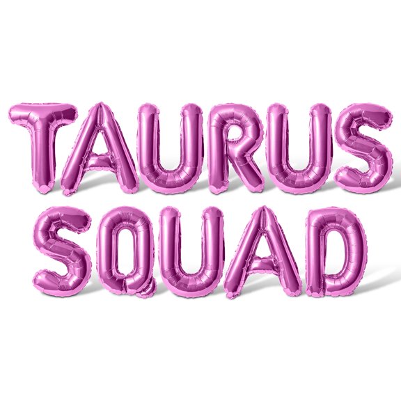 Letter Balloons - TAURUS SQUAD 16" Inch Alphabet Letters Foil Mylar Balloon Taurus Birthday Party Banner (Pink)