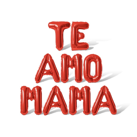 Letter Balloons - TE AMO MAMA 16" Inch Alphabet Letters Foil Mylar Balloon Mother's Day Party Banner (Red)