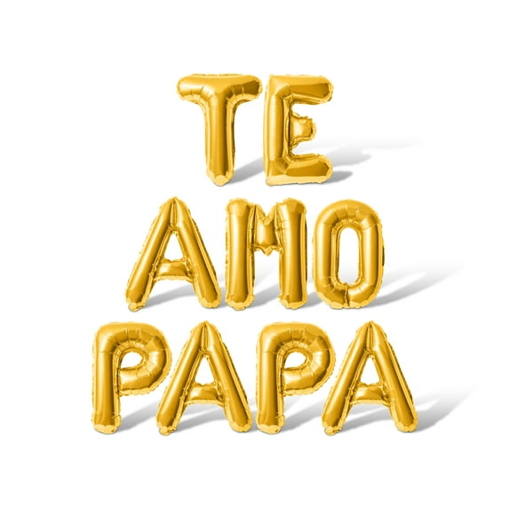 Letter Balloons - TE AMO PAPA 16" Inch Alphabet Letters Foil Mylar Balloon Father's Day Party Banner (Gold)