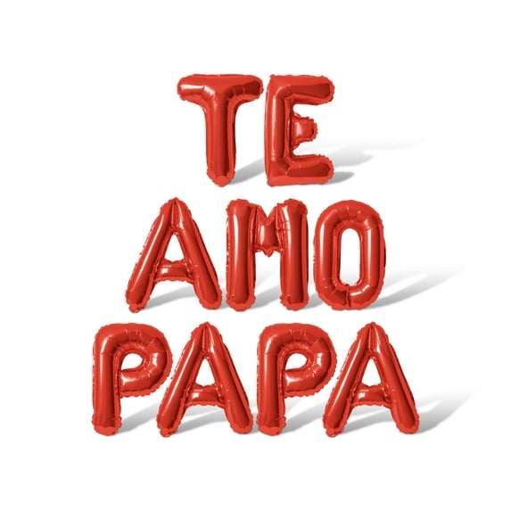 Letter Balloons - TE AMO PAPA 16" Inch Alphabet Letters Foil Mylar Balloon Father's Day Party Banner (Red)