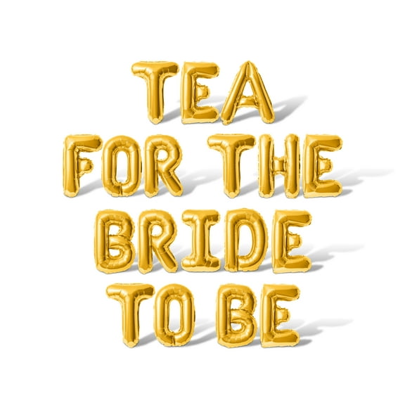 Letter Balloons - TEA FOR THE BRIDE TO BE 16" Inch Alphabet Letters Foil Mylar Balloon Bachelorette or Bridal Shower Party Banner (Gold)