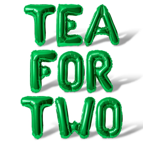 Letter Balloons - TEA FOR TWO 16" Inch Alphabet Letters Foil Mylar Balloon 2nd Birthday Party Banner (Green)