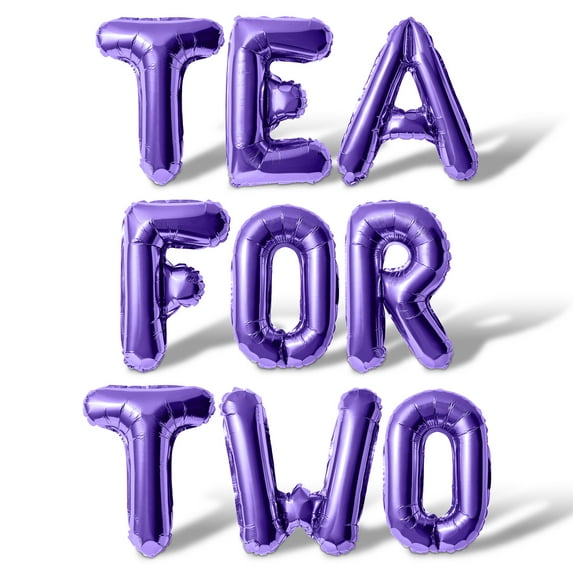 Letter Balloons - TEA FOR TWO 16" Inch Alphabet Letters Foil Mylar Balloon 2nd Birthday Party Banner (Purple)