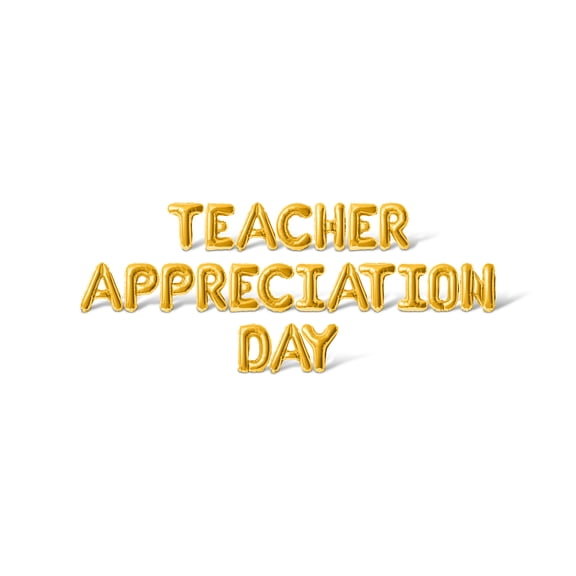 Letter Balloons - TEACHER APPRECIATION DAY 16" Inch Alphabet Letters Foil Mylar Balloon Teacher Appreciation Party Banner (Gold)