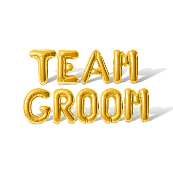 Letter Balloons - TEAM GROOM 16" Inch Alphabet Letters Foil Mylar Balloon Bachelor Party or Stag Party Banner (Gold)