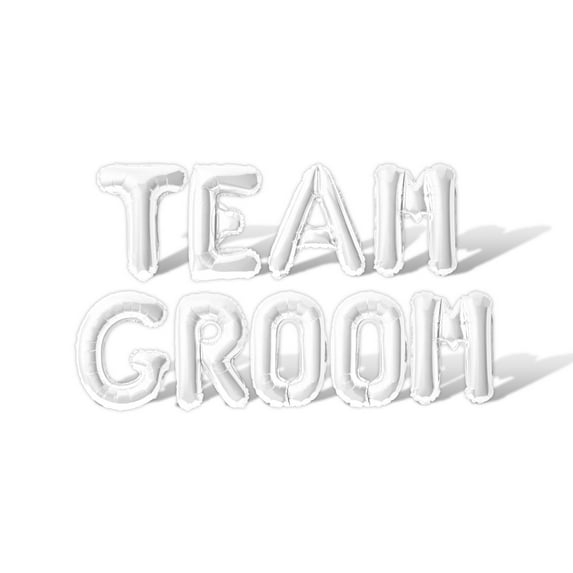 Letter Balloons - TEAM GROOM 16" Inch Alphabet Letters Foil Mylar Balloon Bachelor Party or Stag Party Banner (White)