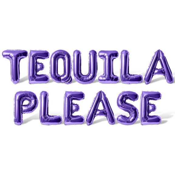 Letter Balloons - TEQUILA PLEASE 16" Inch Alphabet Letters Foil Mylar Balloon Birthday Party Banner (Purple)