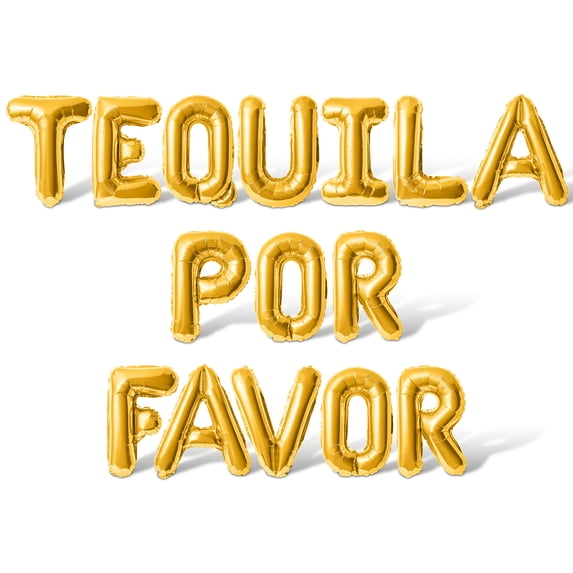 Letter Balloons - TEQUILA POR FAVOR 16" Inch Alphabet Letters Foil Mylar Balloon Birthday Party Banner (Gold)