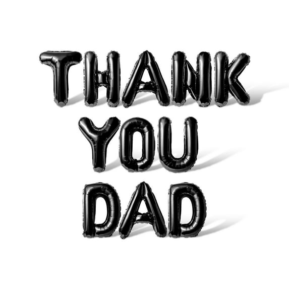 Letter Balloons - THANK YOU DAD 16" Inch Alphabet Letters Foil Mylar Balloon Father's Day Party Banner (Black)