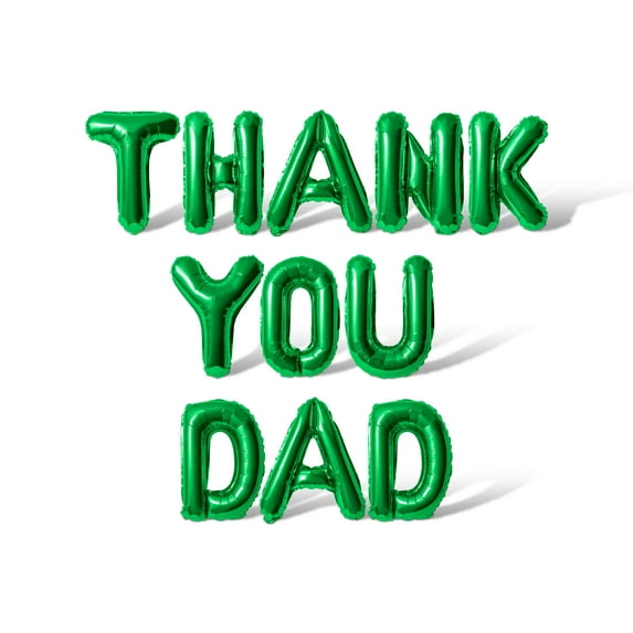 Letter Balloons - THANK YOU DAD 16" Inch Alphabet Letters Foil Mylar Balloon Father's Day Party Banner (Green)