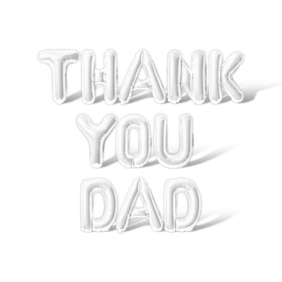 Letter Balloons - THANK YOU DAD 16" Inch Alphabet Letters Foil Mylar Balloon Father's Day Party Banner (White)