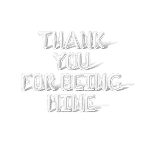 Letter Balloons - THANK YOU FOR BEING MINE 16" Inch Alphabet Letters Foil Mylar Balloon Valentine's Day Party Banner (White)