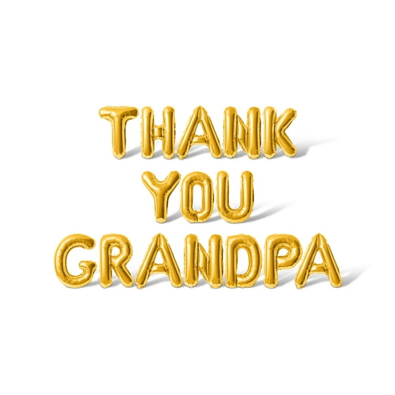 Letter Balloons - THANK YOU GRANDPA 16" Inch Alphabet Letters Foil Mylar Balloon Grandparents Party Banner (Gold)