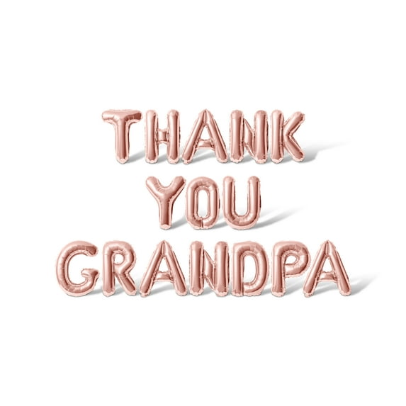 Letter Balloons - THANK YOU GRANDPA 16" Inch Alphabet Letters Foil Mylar Balloon Grandparents Party Banner (Rose Gold)