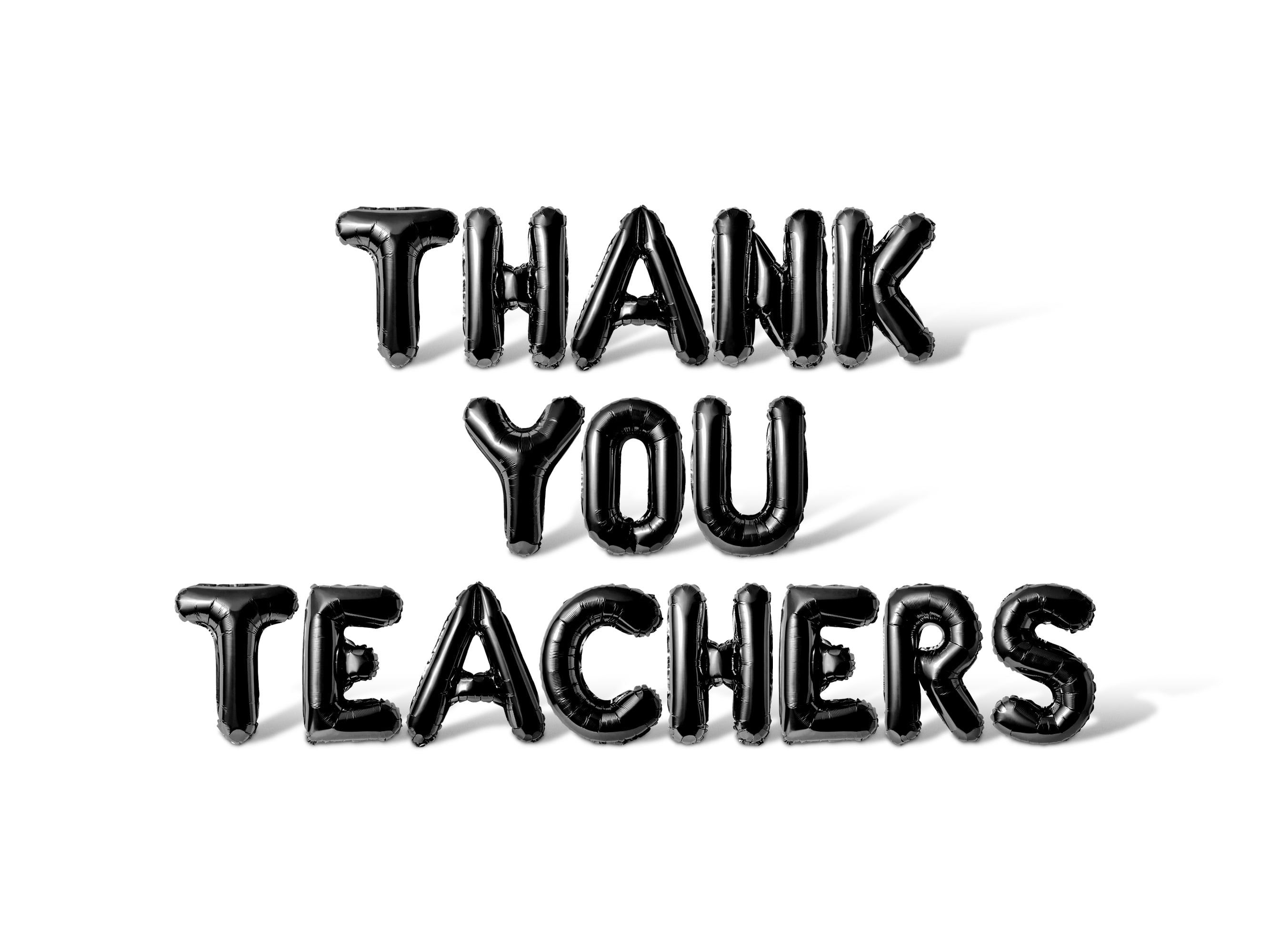 Letter Balloons - THANK YOU TEACHERS 16" Inch Alphabet Letters Foil Mylar Balloon Teacher Appreciation Party Banner (Black)
