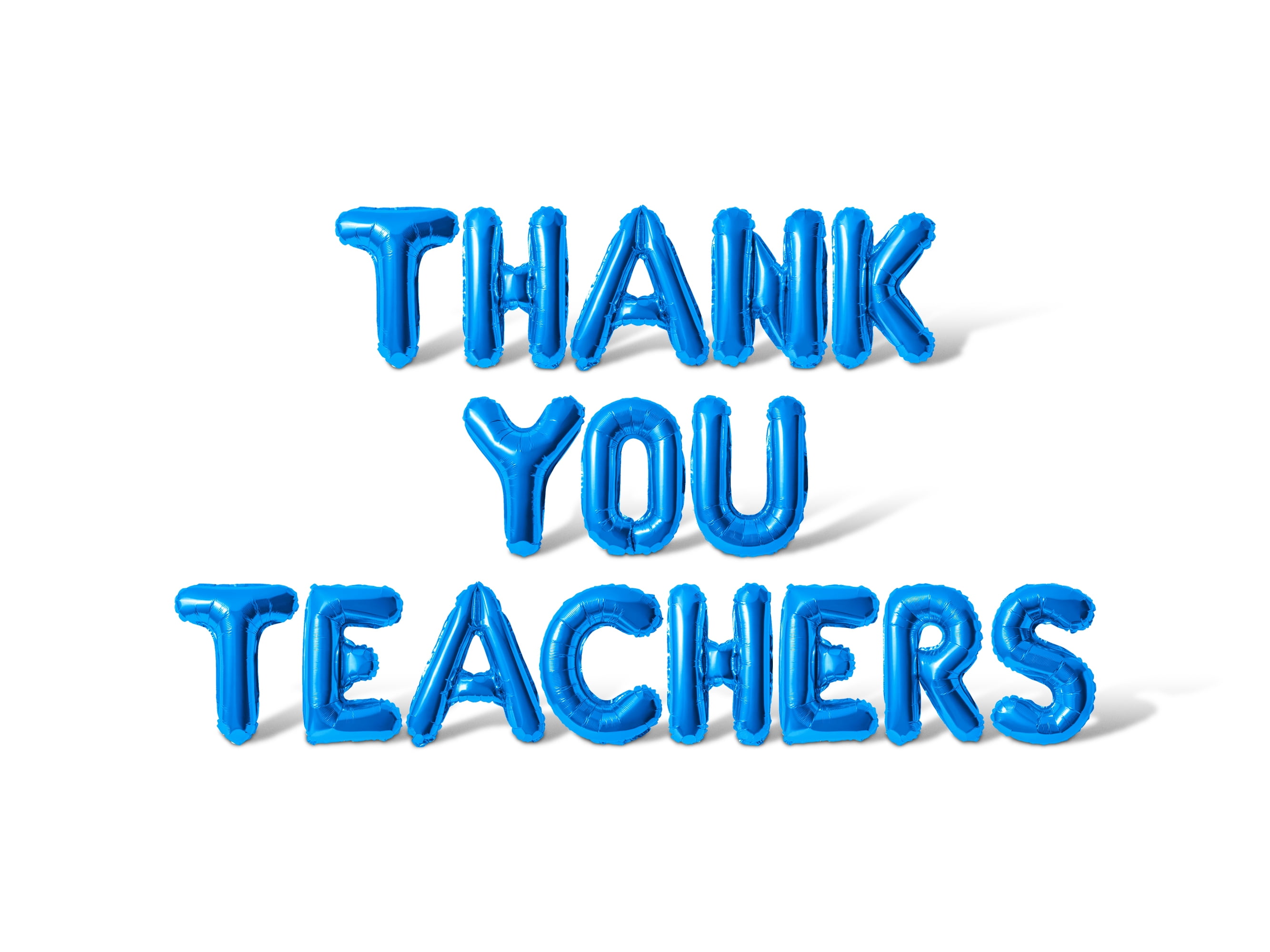Letter Balloons - THANK YOU TEACHERS 16" Inch Alphabet Letters Foil Mylar Balloon Teacher Appreciation Party Banner (Blue)