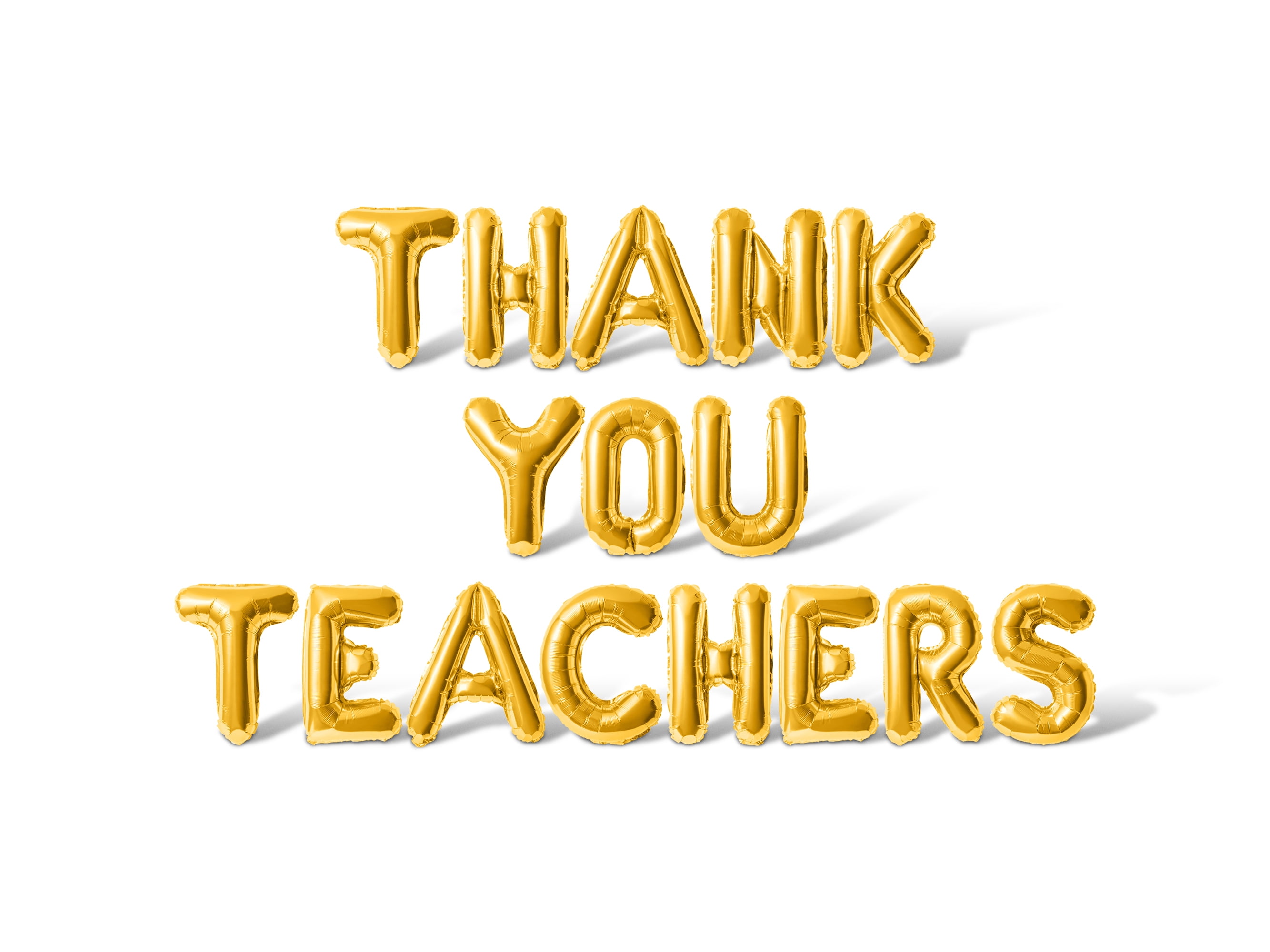 Letter Balloons - THANK YOU TEACHERS 16" Inch Alphabet Letters Foil Mylar Balloon Teacher Appreciation Party Banner (Gold)