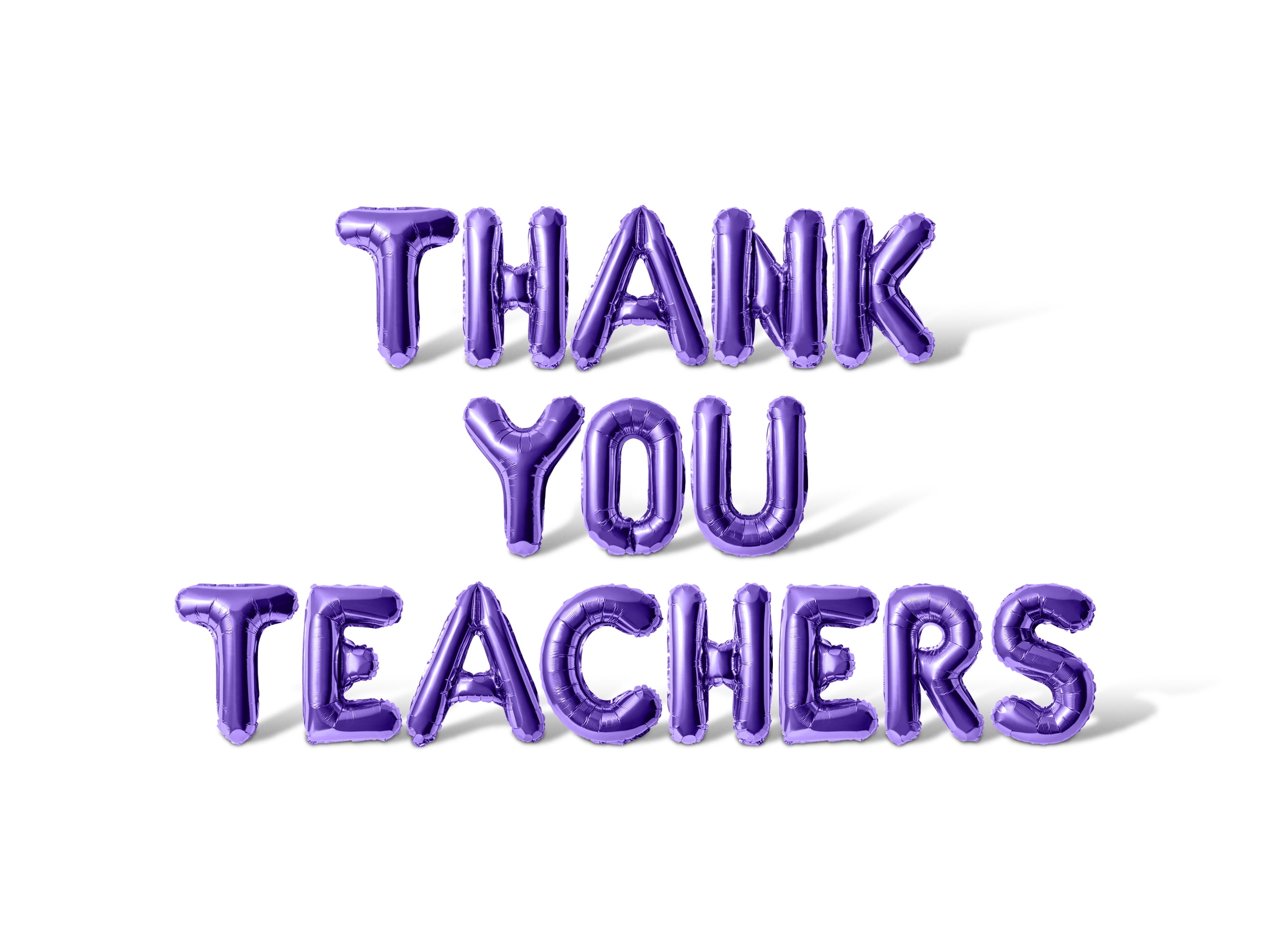 Letter Balloons - THANK YOU TEACHERS 16" Inch Alphabet Letters Foil Mylar Balloon Teacher Appreciation Party Banner (Purple)