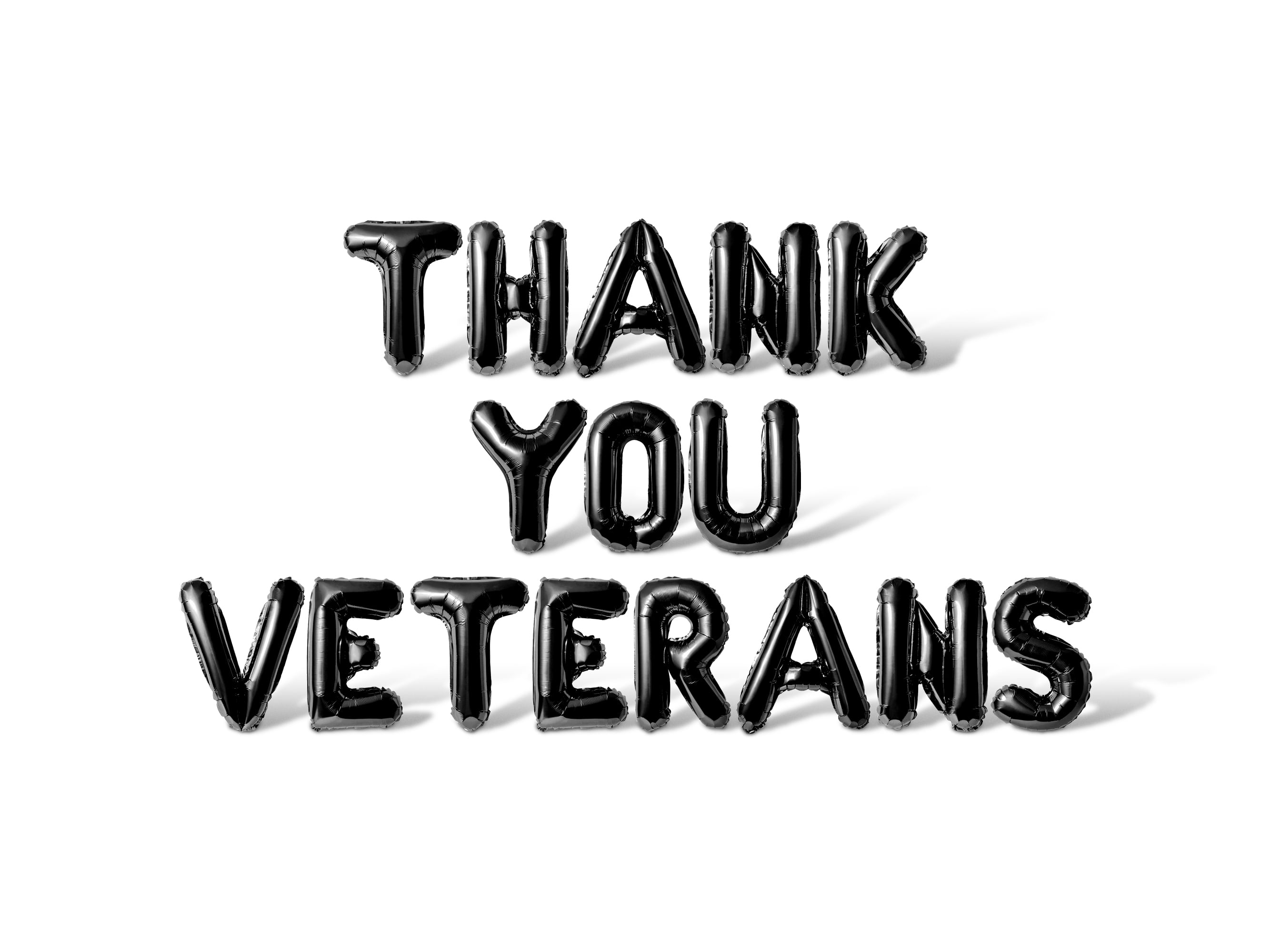 Letter Balloons - THANK YOU VETERANS 16" Inch Alphabet Letters Foil Mylar Balloon Memorial Day Party Banner (Black)