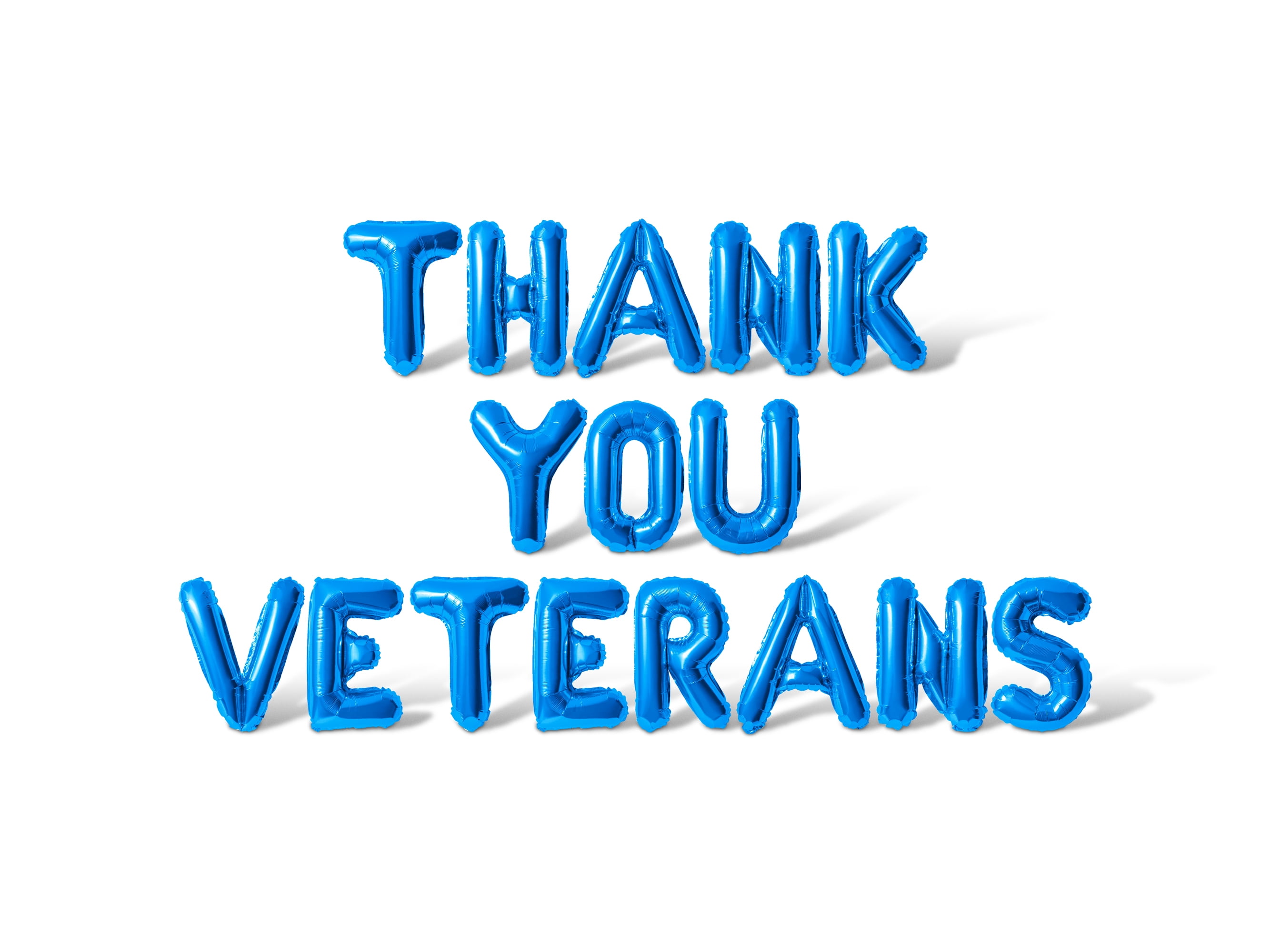 Letter Balloons - THANK YOU VETERANS 16" Inch Alphabet Letters Foil Mylar Balloon Memorial Day Party Banner (Blue)