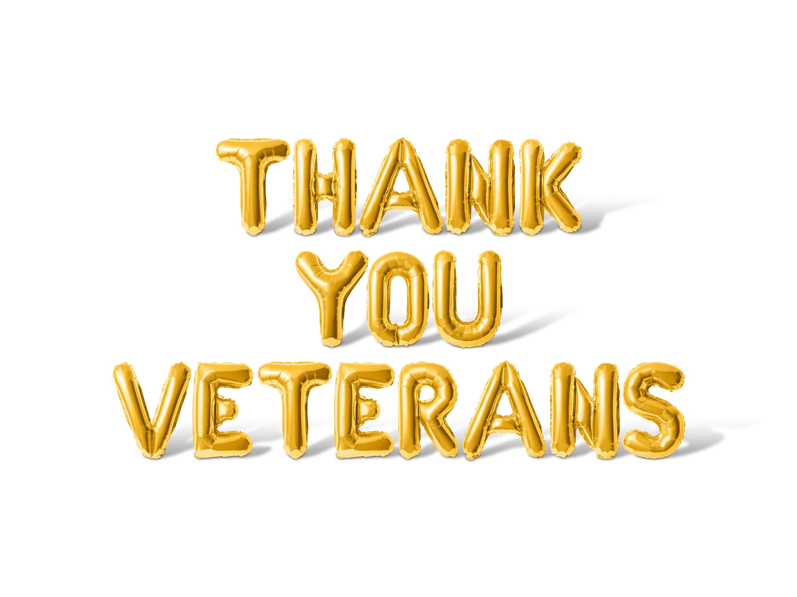 Letter Balloons - THANK YOU VETERANS 16" Inch Alphabet Letters Foil Mylar Balloon Memorial Day Party Banner (Gold)