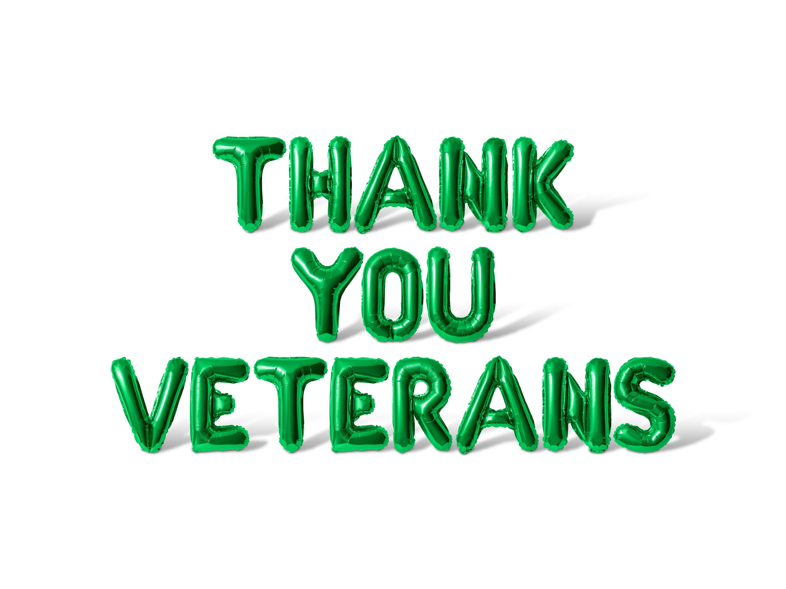 Letter Balloons - THANK YOU VETERANS 16" Inch Alphabet Letters Foil Mylar Balloon Memorial Day Party Banner (Green)