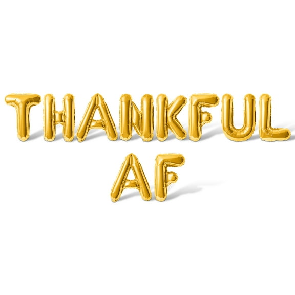 Letter Balloons - THANKFUL AF 16" Inch Alphabet Letters Foil Mylar Balloon Thanksgiving Party Banner (Gold)