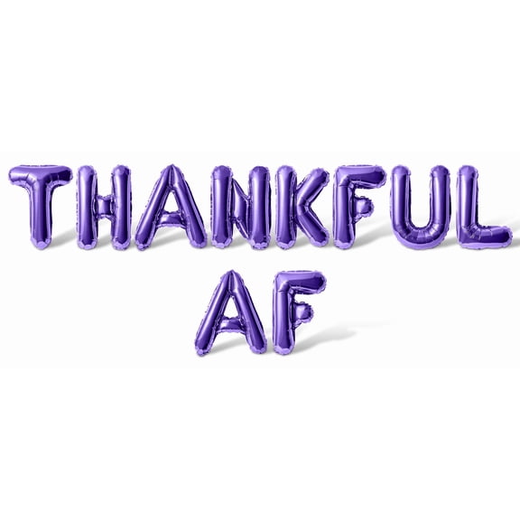 Letter Balloons - THANKFUL AF 16" Inch Alphabet Letters Foil Mylar Balloon Thanksgiving Party Banner (Purple)