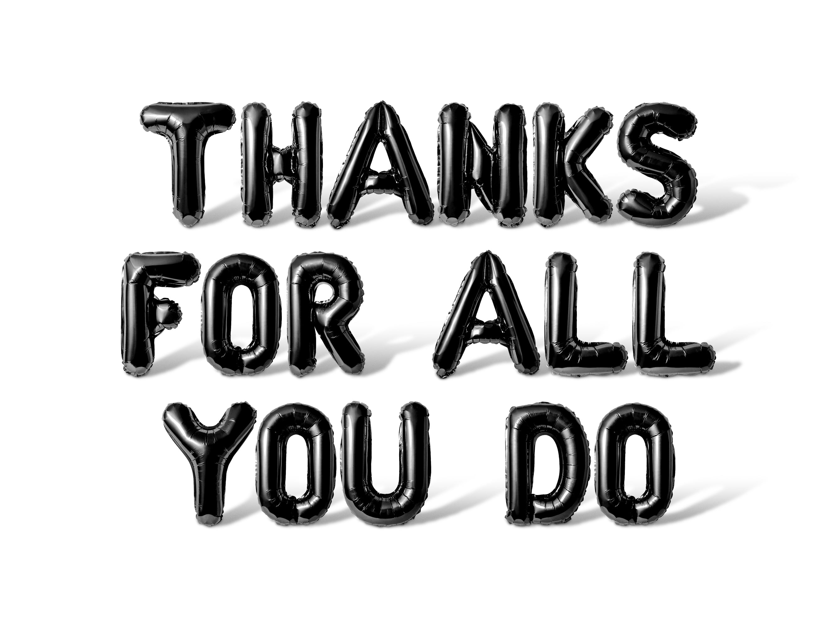 Letter Balloons - THANKS FOR ALL YOU DO 16" Inch Alphabet Letters Foil Mylar Balloon Teacher Appreciation Party Banner (Black)