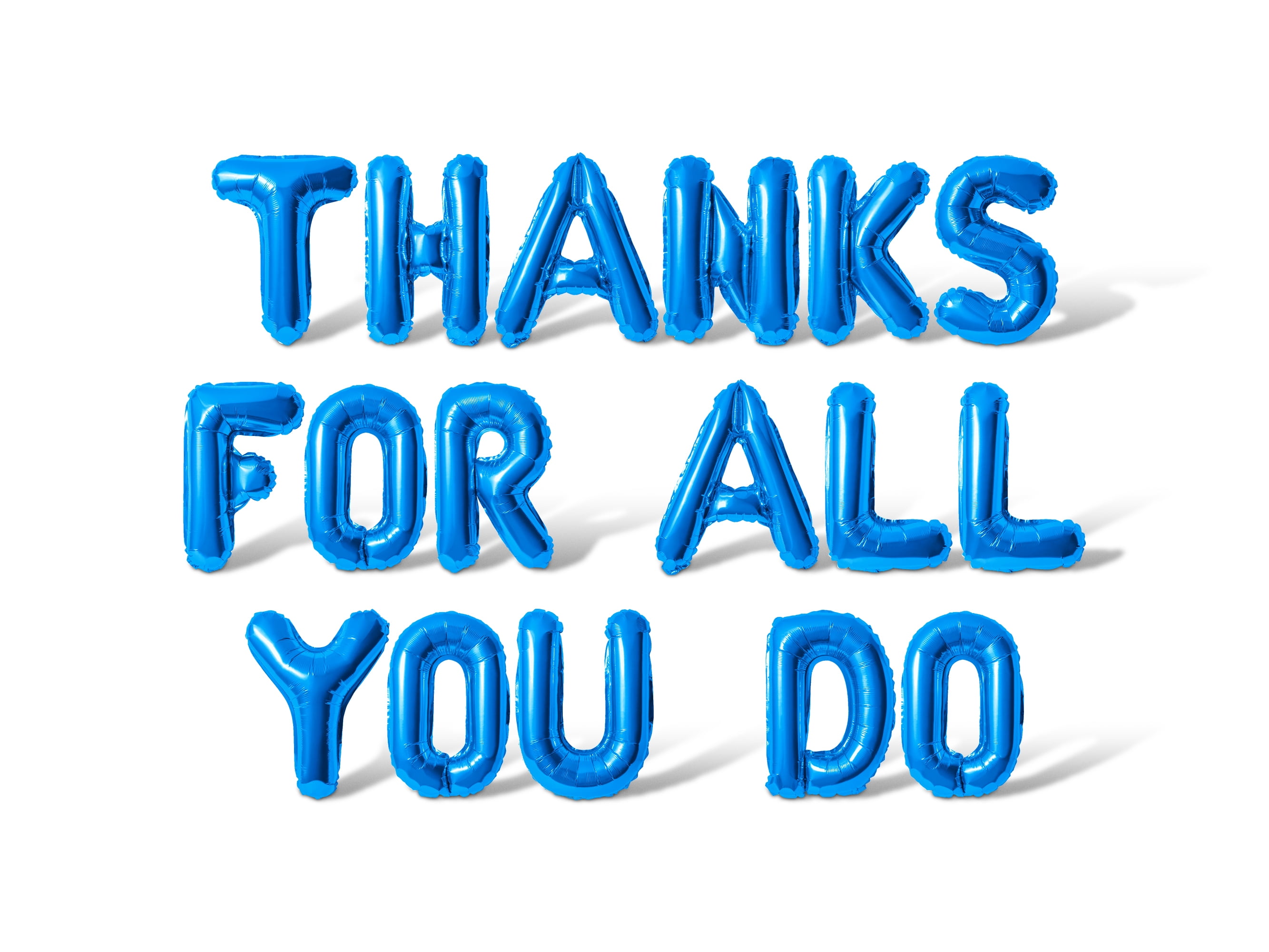 Letter Balloons - THANKS FOR ALL YOU DO 16" Inch Alphabet Letters Foil Mylar Balloon Teacher Appreciation Party Banner (Blue)