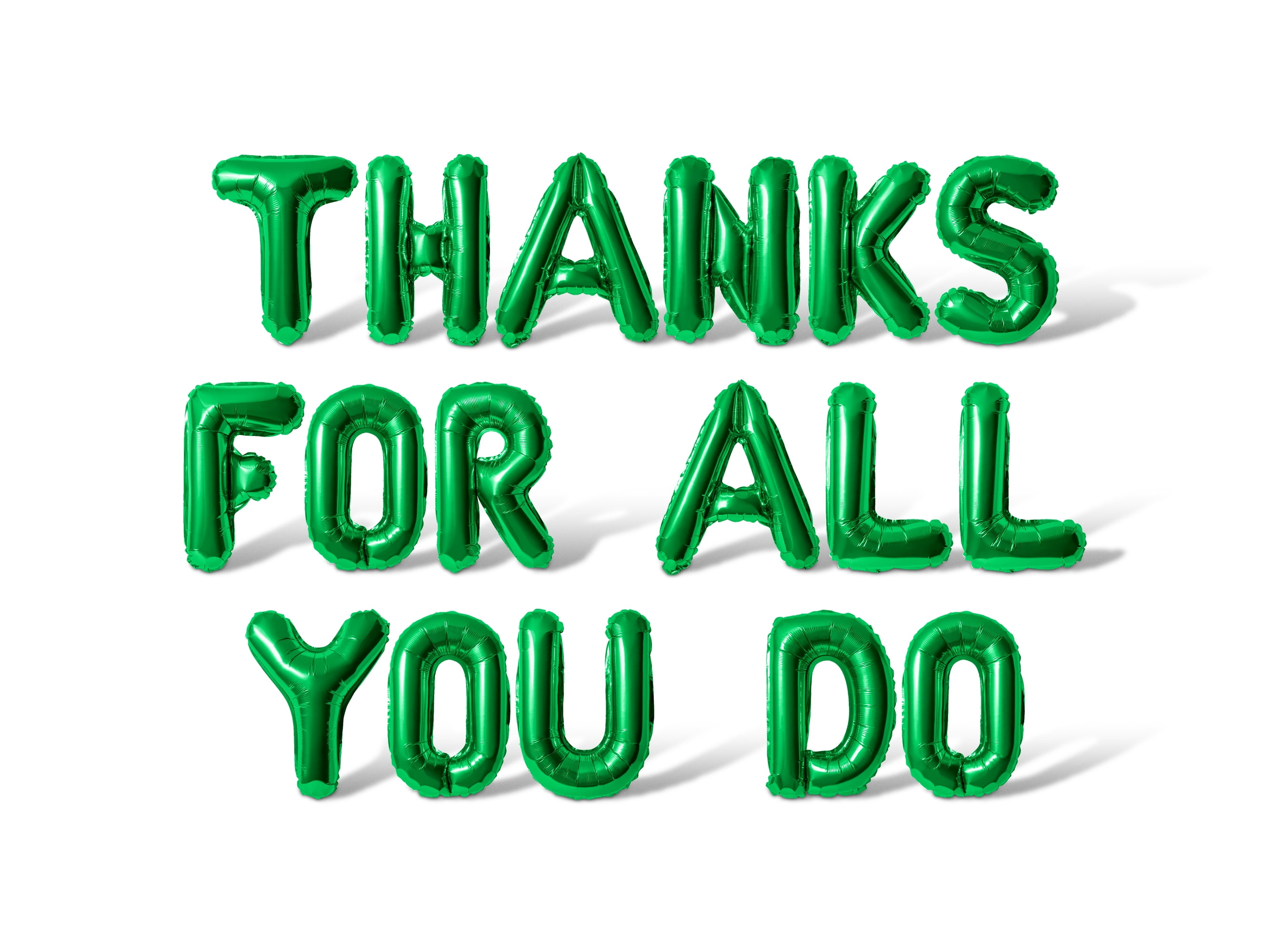 Letter Balloons - THANKS FOR ALL YOU DO 16" Inch Alphabet Letters Foil Mylar Balloon Teacher Appreciation Party Banner (Green)