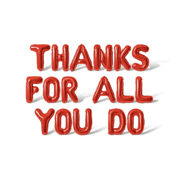 Letter Balloons - THANKS FOR ALL YOU DO 16" Inch Alphabet Letters Foil Mylar Balloon Teacher Appreciation Party Banner (Red)