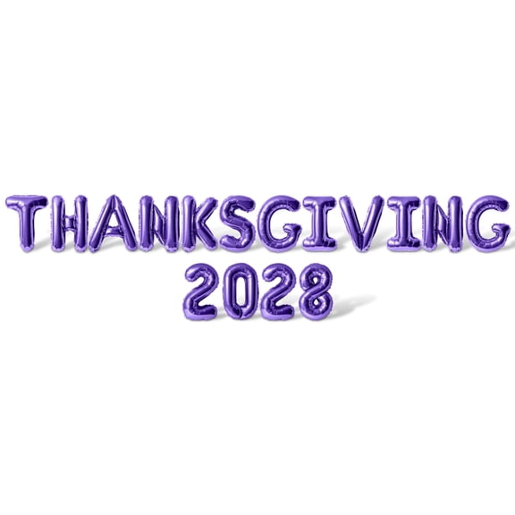 Letter Balloons - THANKSGIVING 2028 16" Inch Alphabet Letters Foil Mylar Balloon Thanksgiving Party Banner (Purple)