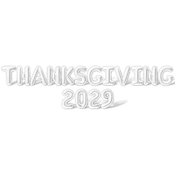Letter Balloons - THANKSGIVING 2029 16" Inch Alphabet Letters Foil Mylar Balloon Thanksgiving Party Banner (White)