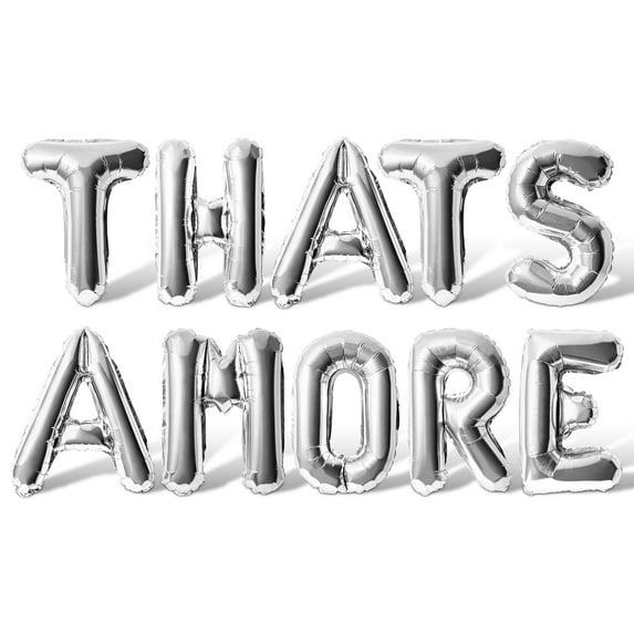 Letter Balloons - THATS AMORE 16" Inch Alphabet Letters Foil Mylar Balloon Bachelorette Party Banner (Silver)