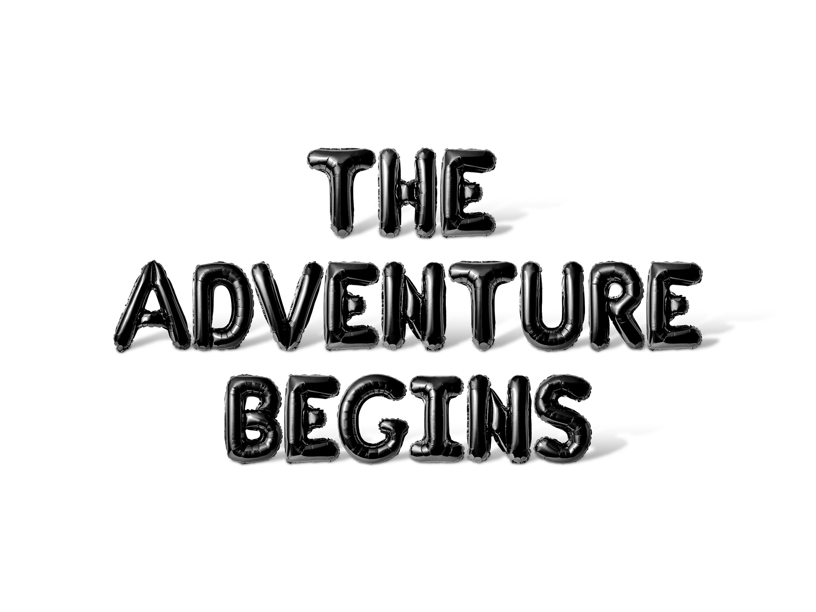 Letter Balloons - THE ADVENTURE BEGINS 16" Inch Alphabet Letters Foil Mylar Balloon Graduation Day Party Banner (Black)
