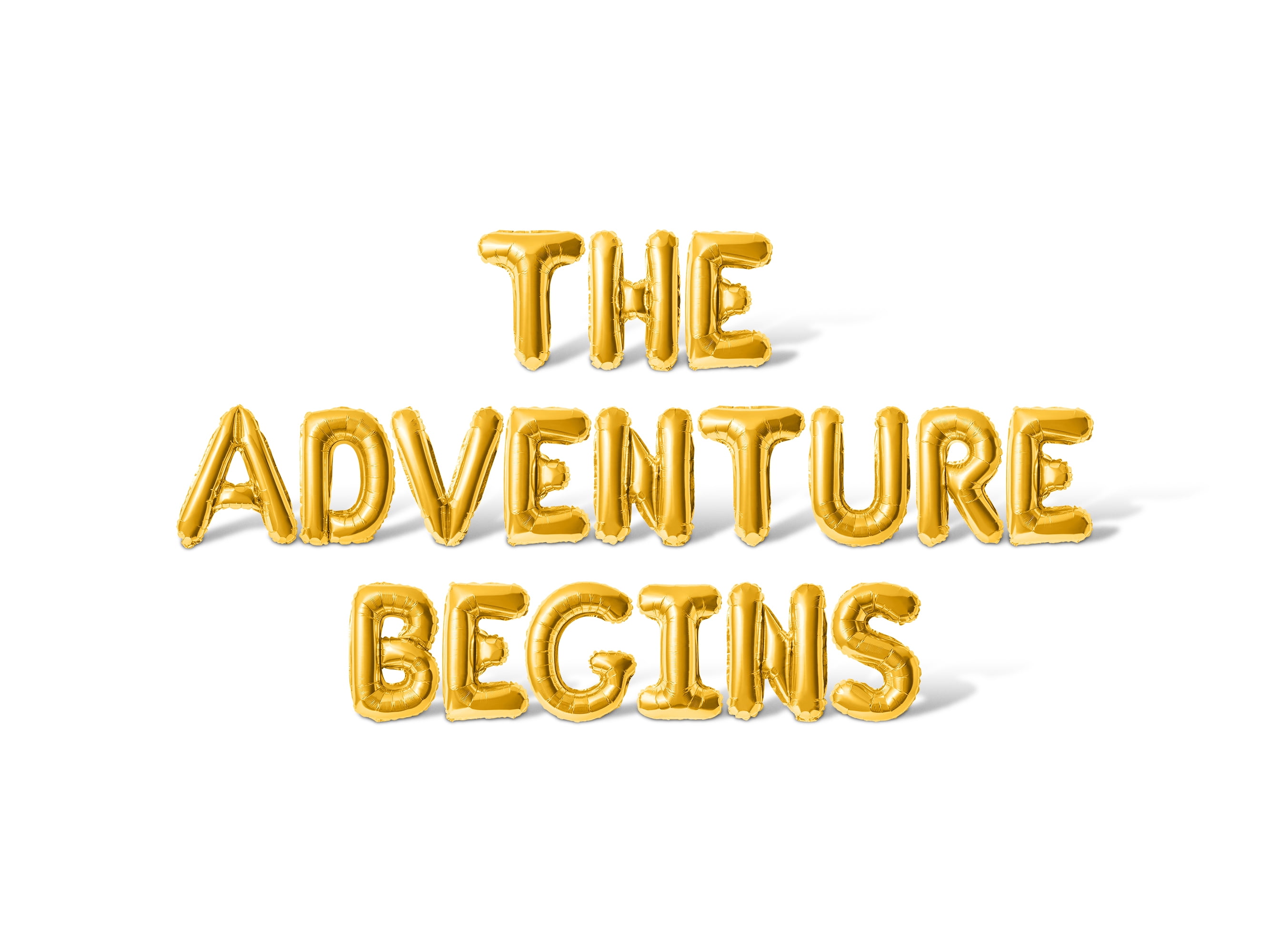 Letter Balloons - THE ADVENTURE BEGINS 16" Inch Alphabet Letters Foil Mylar Balloon Graduation Day Party Banner (Gold)